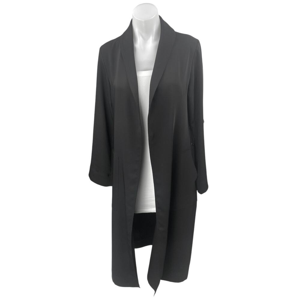 Aritzia Babaton Women's Black Long Sleeve Open Front Trench Overcoat Jacket XS